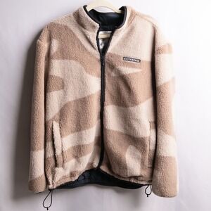 Shaun White WHITESPACE Performance Sherpa Fleece Zip-Up Jacket Mens L Tan Camo